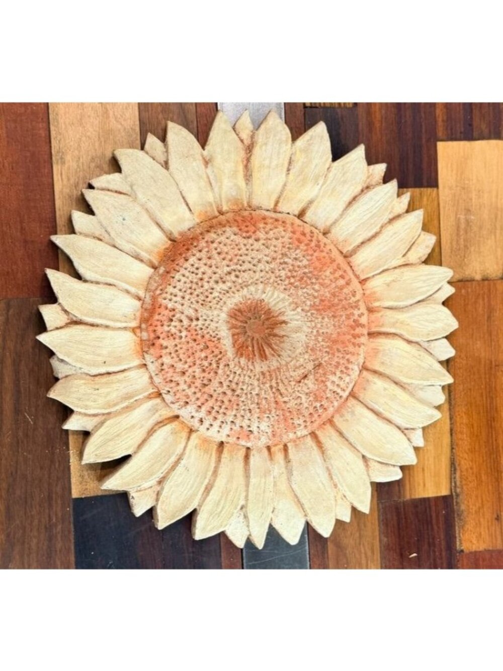 Sunflower Yard Art 12" Resin Garden Wall Decor Terracotta